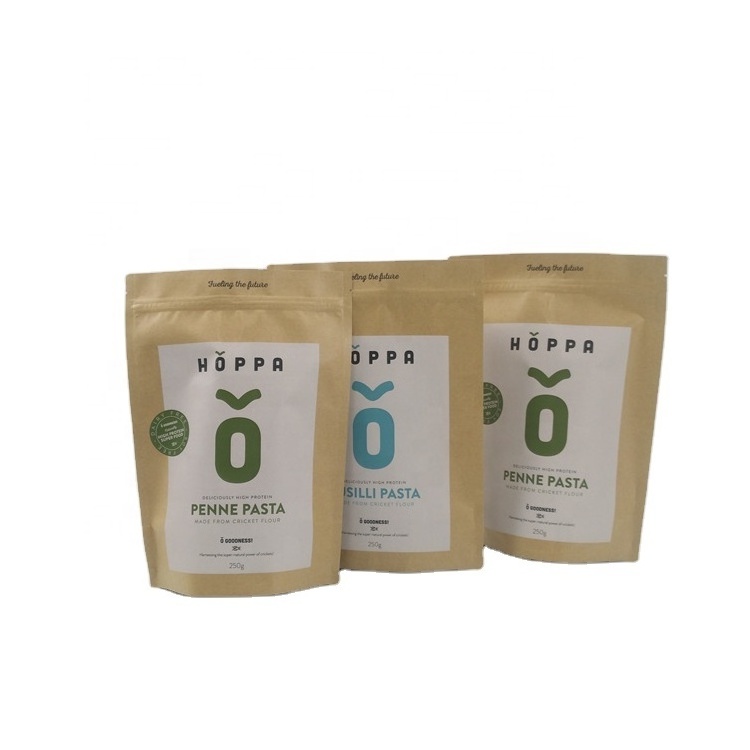 Compostable packaging doypack for the coffee tea packaging the kraft paper ziplock bags custom printed