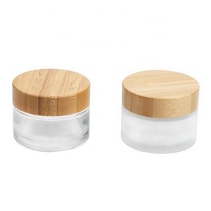 Top Quality Refillable 30ml 50ml 100ml Cosmetics Packaging Face Cream Containers Empty Bamboo Glass Jar