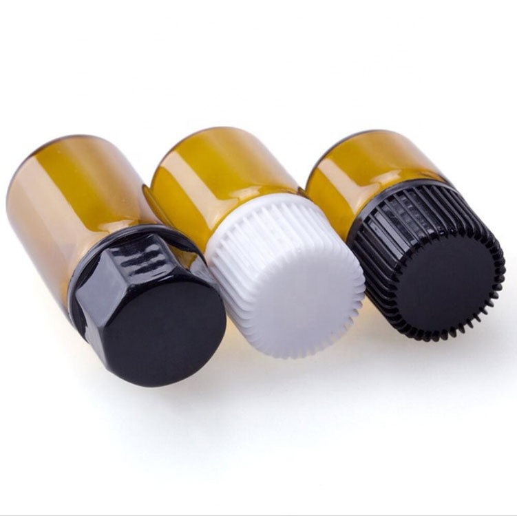 empty essential oil glass vials 1ml 2ml 3ml mini brown glass perfume sample bottles with inner plug, screw cap