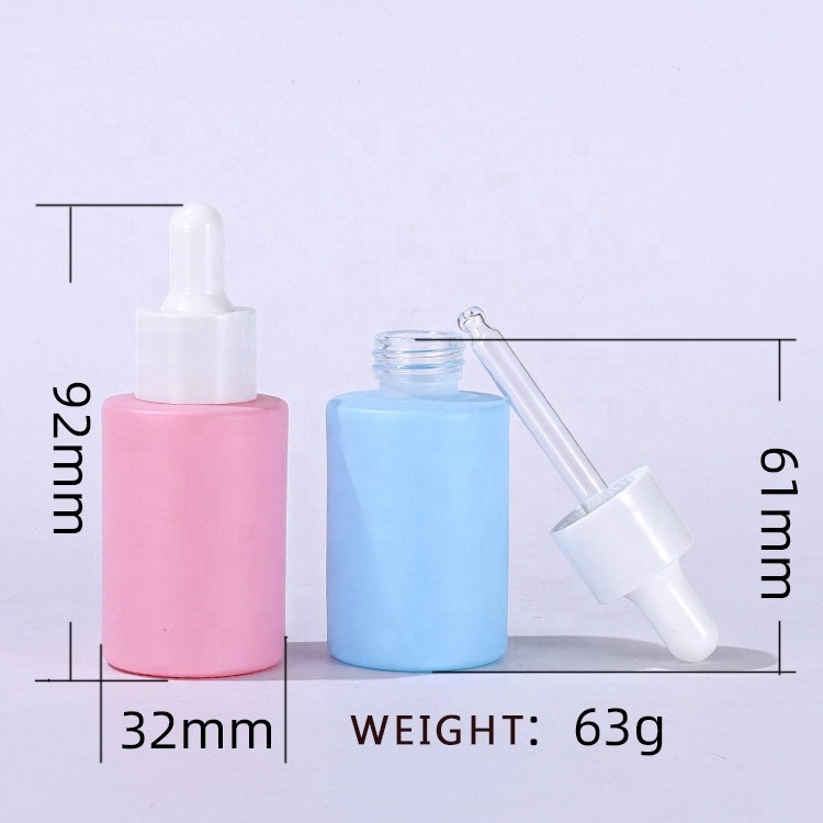 rainbow macaroon purple pink green blue color personal care essential oil bottle empty 1oz 30ml glass serum dropper bottle