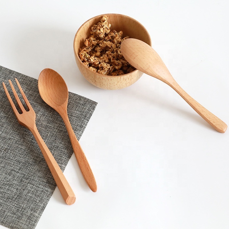 various size eco friendly degradable beech wood serving spoons mini spoon nature wooden spoon for coffee, tea