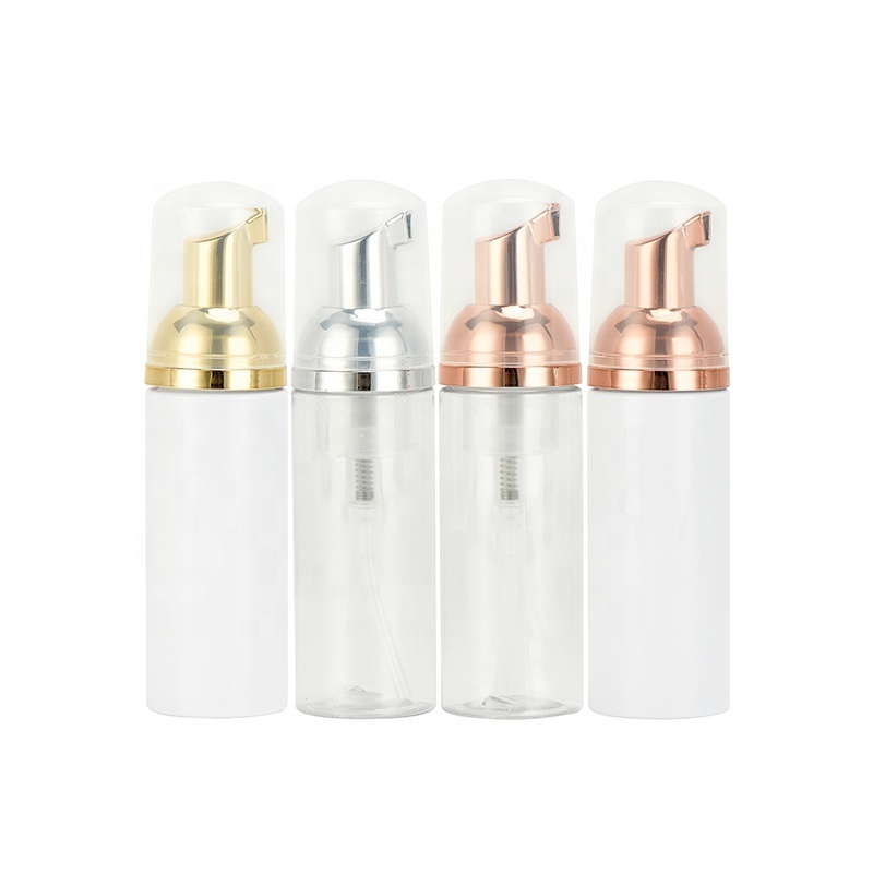 super quality cosmetic transparent gold pink 30ml 50ml 60ml empty facial foaming cleansing soap dispenser foam pump bottle