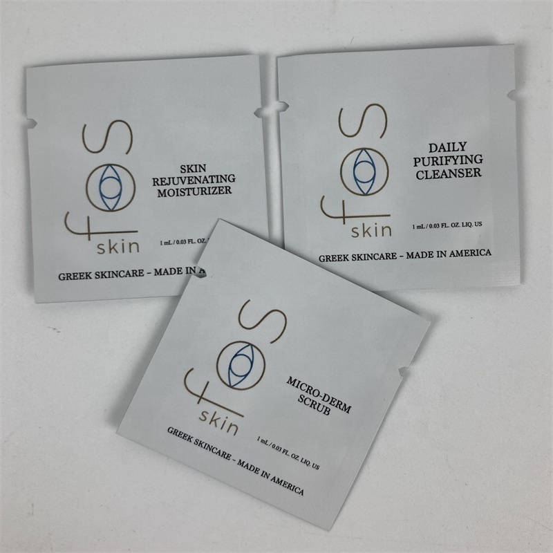 Custom Heat Sealed Packets Small Cosmetic Sample Sachet Skincare Cream Lotion Essential Oil Packaging Foil Bags