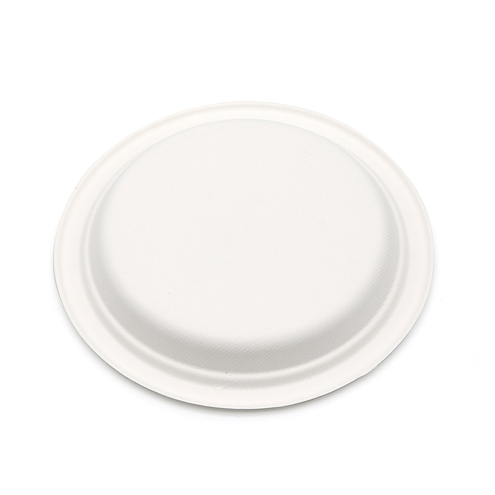 8 Inch Biodegradable Sugarcane Party Dishes Disposable Bagasse Square Paper Plates white color