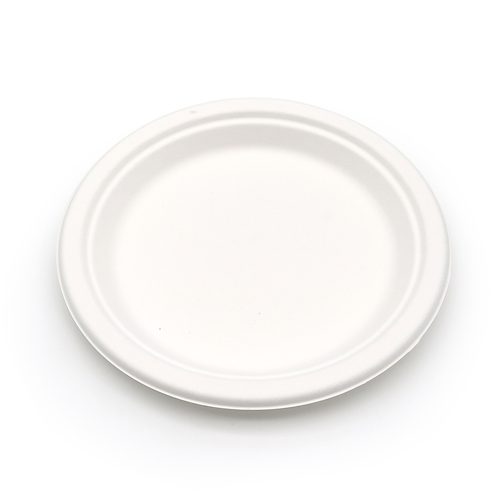 8 Inch Biodegradable Sugarcane Party Dishes Disposable Bagasse Square Paper Plates white color