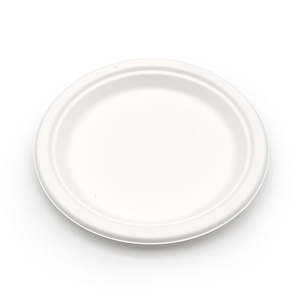 8 Inch Biodegradable Sugarcane Party Dishes Disposable Bagasse Square Paper Plates white color