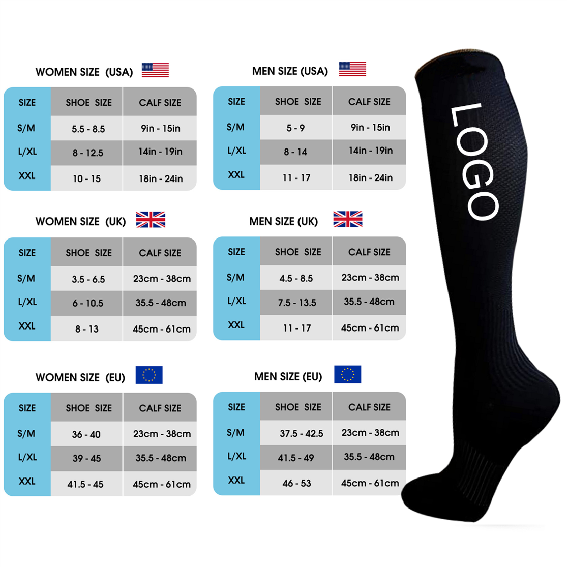 Hot sale Medical Knee High Running socks custom for men compression cycling sports socks