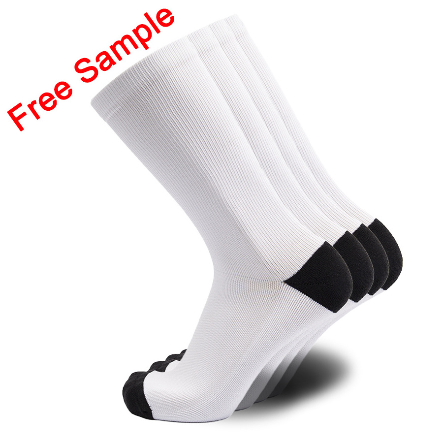 Wholesale plain white polyester sublimated blank socks printed blank custom designer sublimation socks