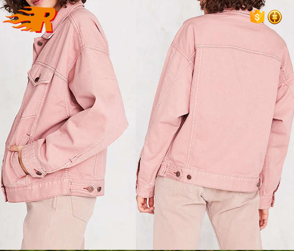 Bulk Wholesale Custom Plain Blank Pink Jeans Denim Jacket Women