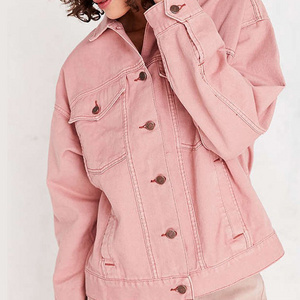 Bulk Wholesale Custom Plain Blank Pink Jeans Denim Jacket Women