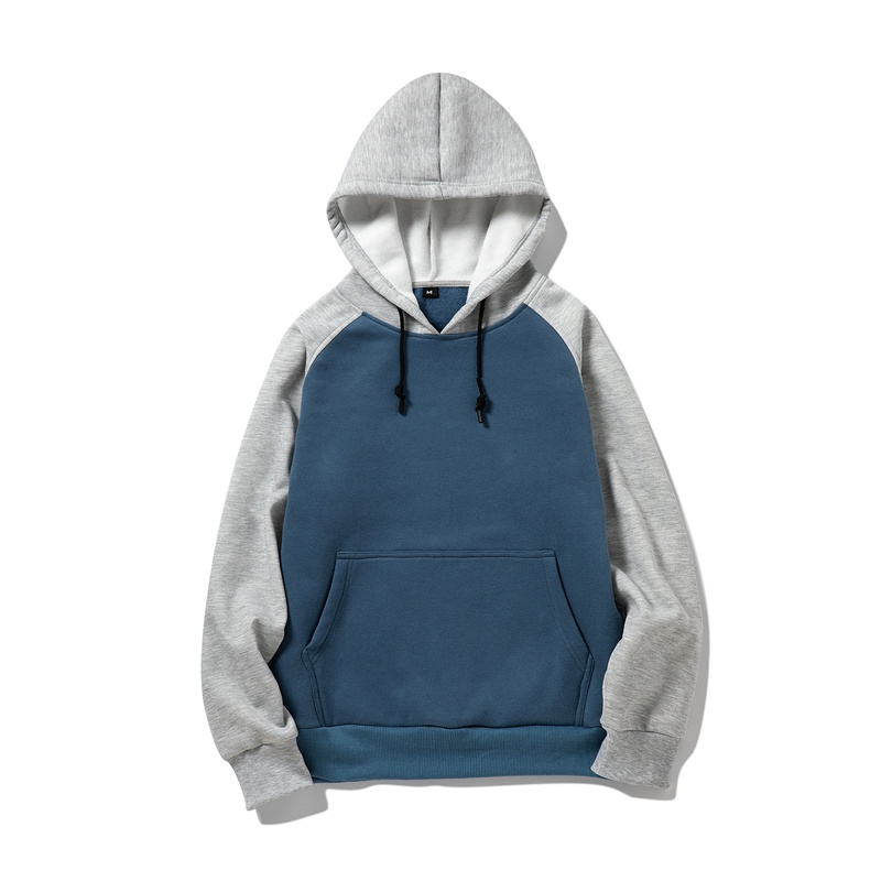 Wholesale Custom Logo Polyester Two Tone Raglan Sleeve Blank Hoodie Men