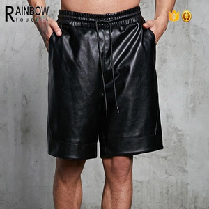 Custom Mens Bermuda Leather Shorts With Drawstring