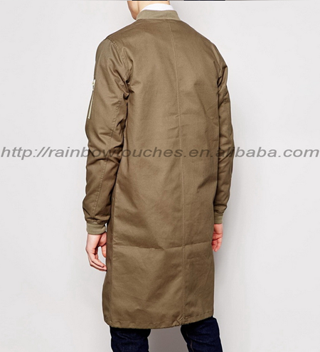 OEM Twill Fabric Longline Parka Bomber Jacket Men