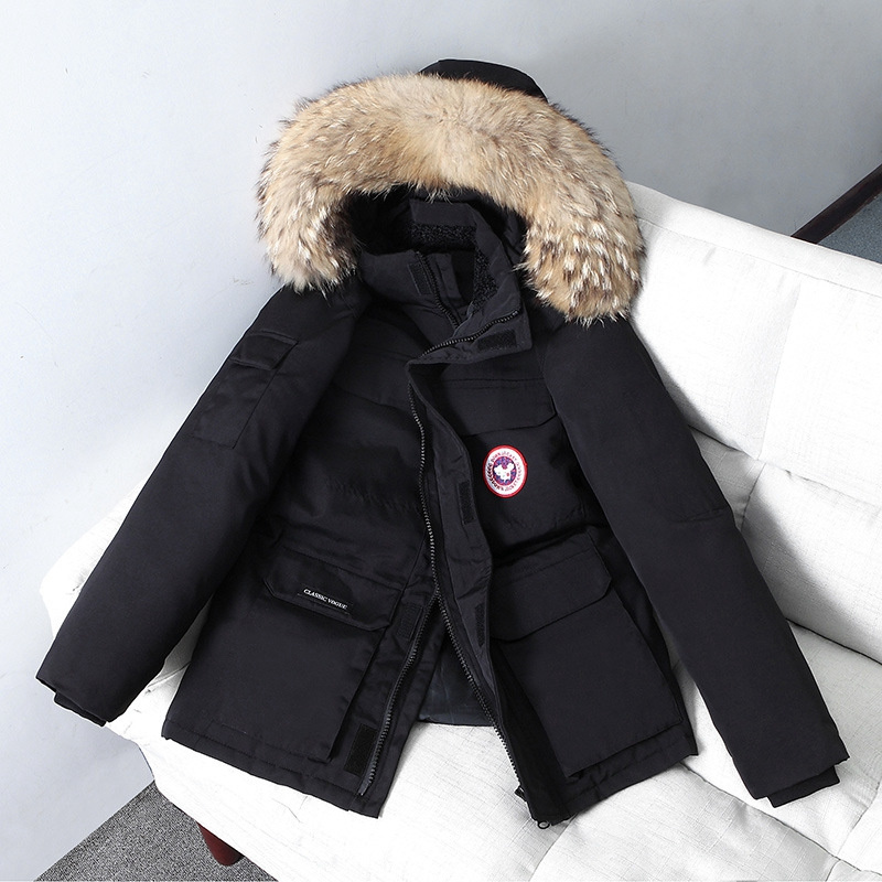 Winter Warm Canada Parka Jacket Couple Women Men Fur Collar Hoodie Duck Down Coats