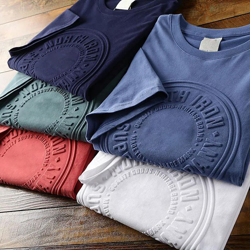 OEM Clothing 300 GSM Heavy Cotton Tee Custom Logo Printing 3D Embossed T shirts