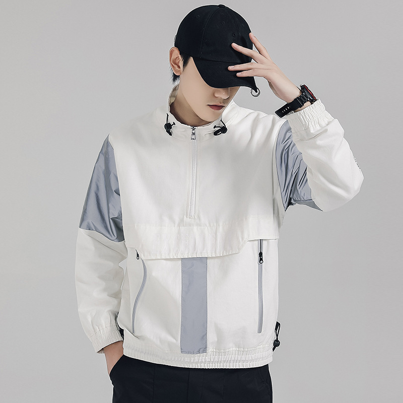 Pullover Half Zip Reflective Windbreaker Jacket Men