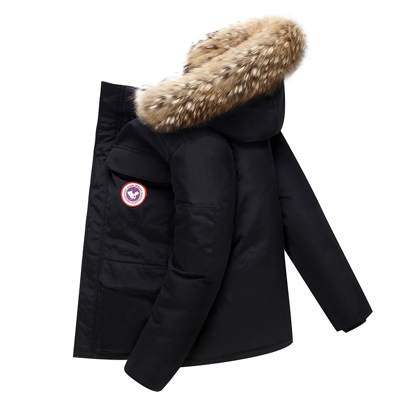 Winter Warm Canada Parka Jacket Couple Women Men Fur Collar Hoodie Duck Down Coats