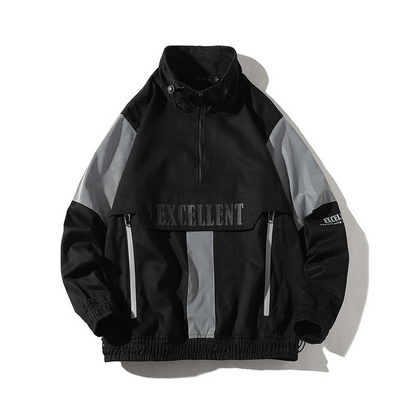 Pullover Half Zip Reflective Windbreaker Jacket Men