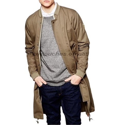 OEM Twill Fabric Longline Parka Bomber Jacket Men