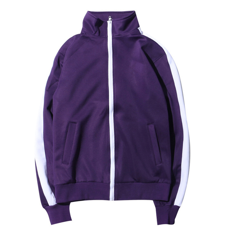 Wholesale Men Sports Plain Stripe Varsiti Track Jackets