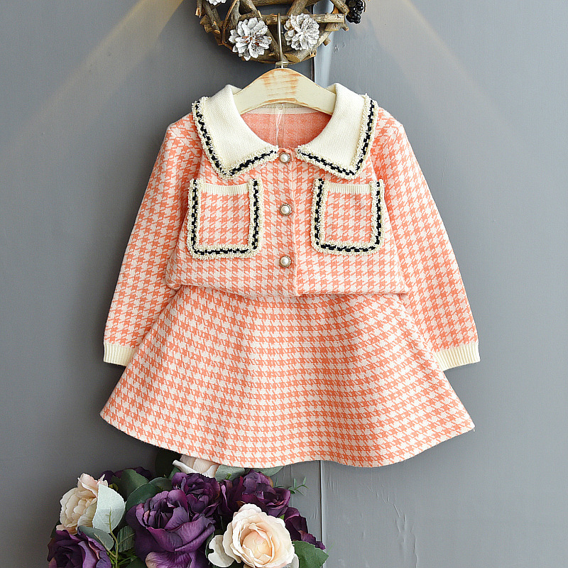 rts Velvet core yarn fashion baby autumn skirt western cute girl spring two-piece suit