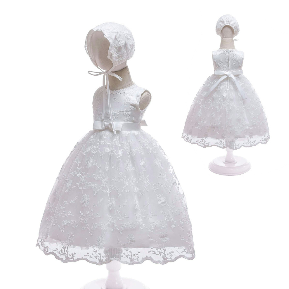 Hot selling wholesale boutique sleeveless christening gown birthday party children infant baby baptism dresses for girls