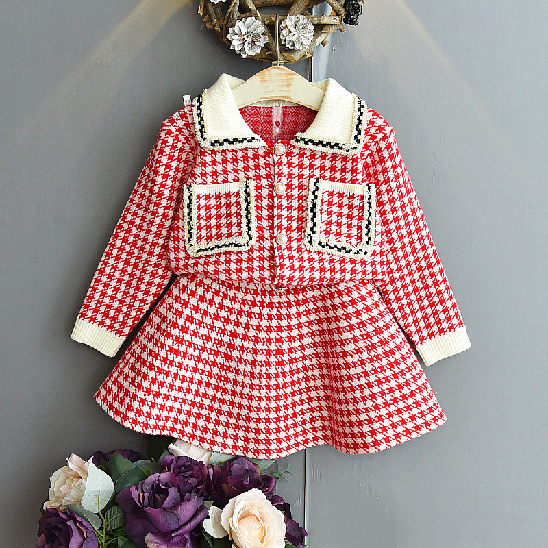 rts Velvet core yarn fashion baby autumn skirt western cute girl spring two-piece suit