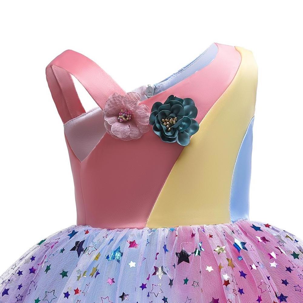 China fashion wholesale wedding princess fancy birthday party flower little kids children rainbow tulle tutu dress for girls