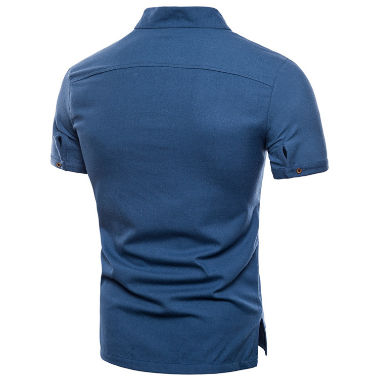 Wholesale Men Botton-up Stand Collar Polo T Shirt