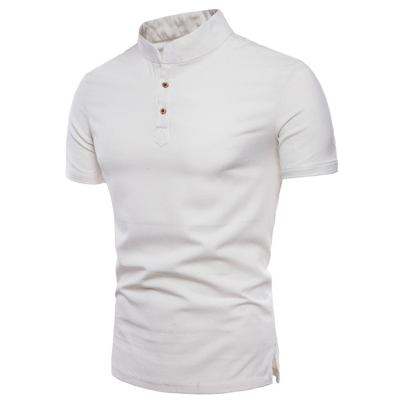 Wholesale Men Botton-up Stand Collar Polo T Shirt