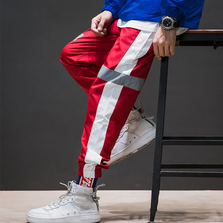 Wholesale Nylon 3M Reflective Tape Jogger Wind Pants For Men