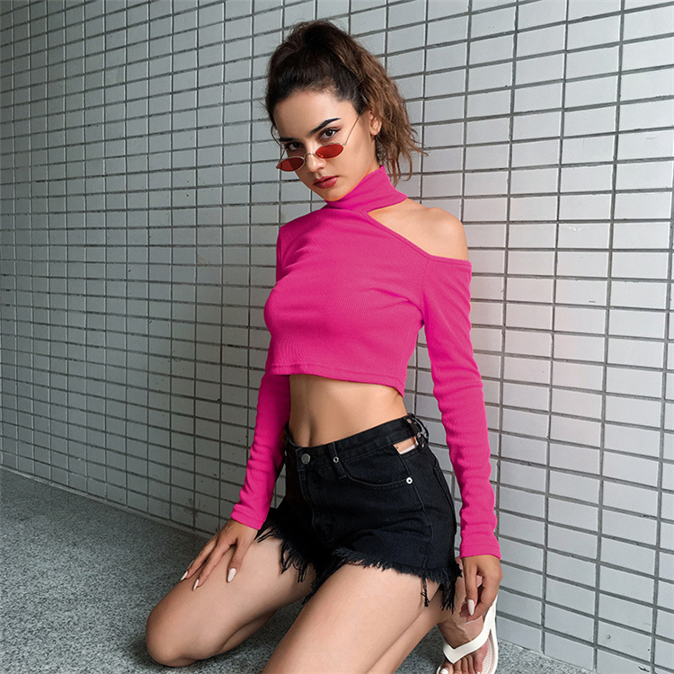 Women's Long Sleeves With Holes In The Shoulder Crop Top