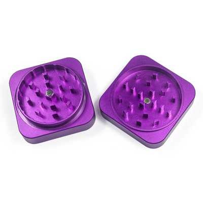 Rainchain Tech 2 piece 55 mm purple  blank premium custom logo metal aluminium square spice crusher herb grinder