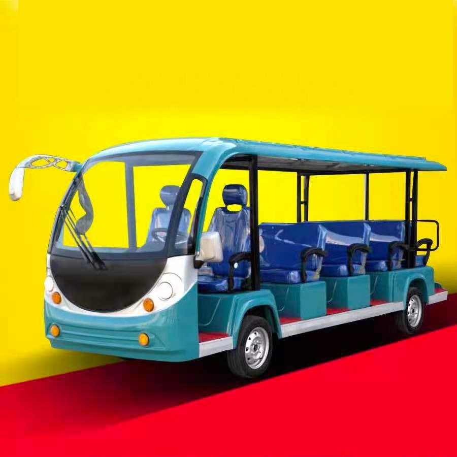 2022 New 14 Seater Sightseeing Car Bus Electric Garden Utility Vehicles Open Top Bus For Sale