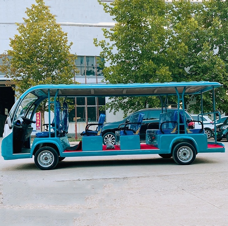 2022 New 14 Seater Sightseeing Car Bus Electric Garden Utility Vehicles Open Top Bus For Sale