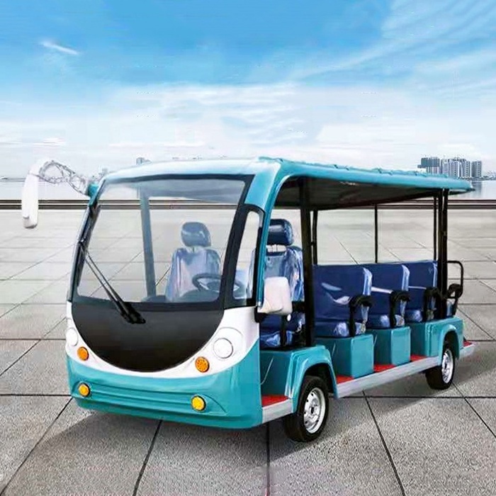 2022 New 14 Seater Sightseeing Car Bus Electric Garden Utility Vehicles Open Top Bus For Sale