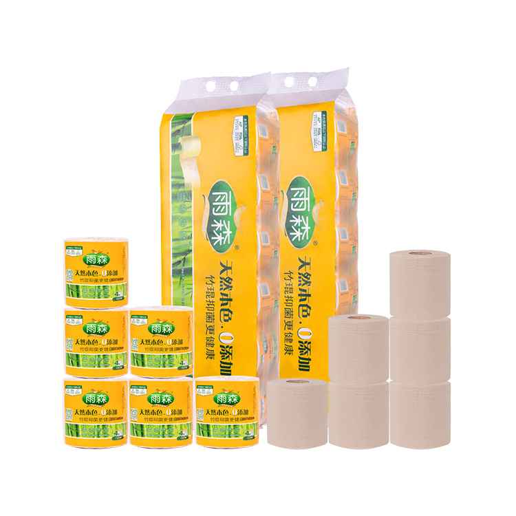 Factory price septic-safe eco friendly bamboo pulp original color and unbleaching Customized Packaging toilet paper tissue