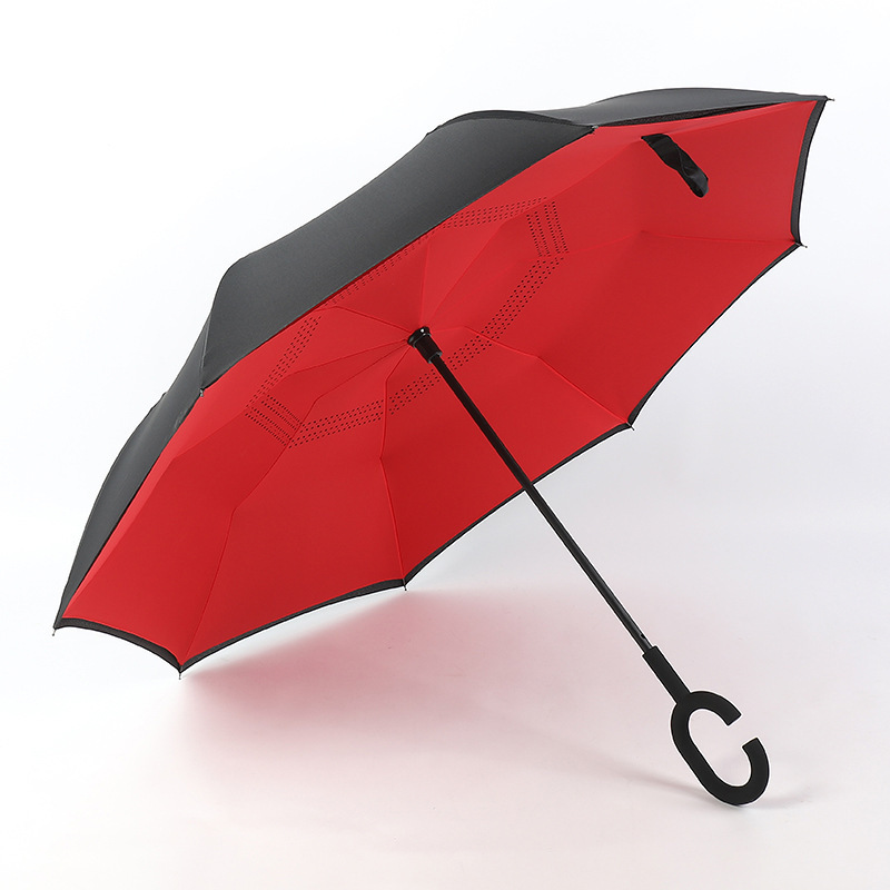 Creative Upside Down Invert Umbrella Inside Out Umbrellas Double Layer C Shape Handle Windproof Reverse Umbrella