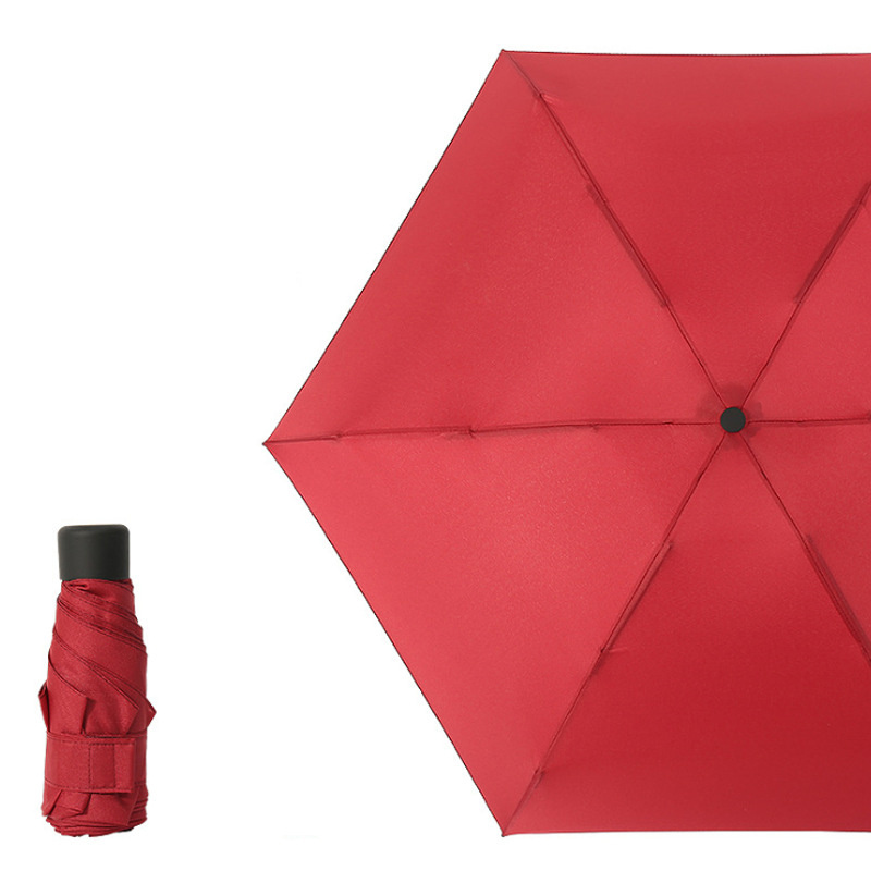 Portable Pocket 5 Folding Umbrella UV Proof High Quality Fiberglass Umbrella Pure Color Advertising Umbrella