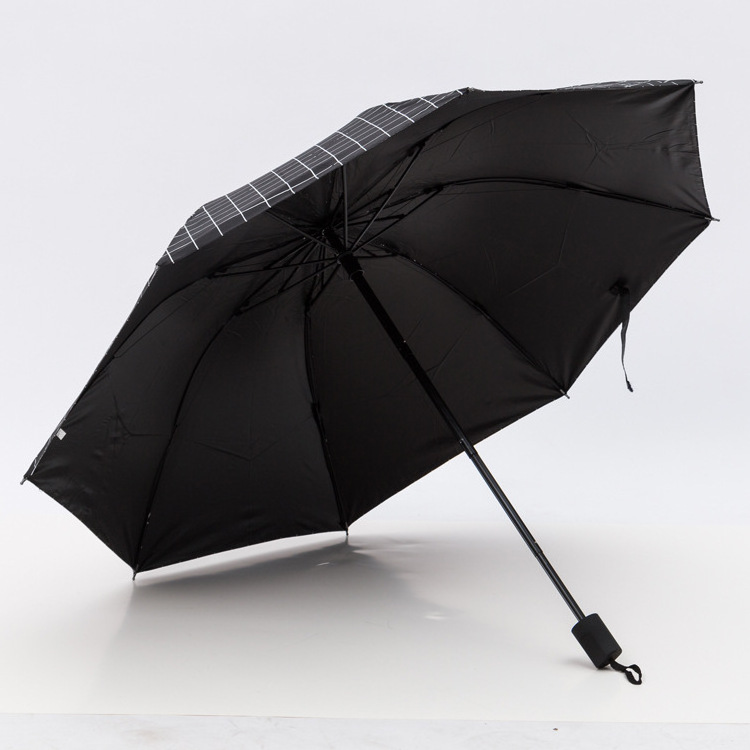 Fashion Black And White Plaid 3 Folding Umbrella Outdoor Portable Umbrella UV Proof Waterproof Lattice Umbrella