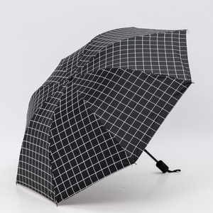 Fashion Black And White Plaid 3 Folding Umbrella Outdoor Portable Umbrella UV Proof Waterproof Lattice Umbrella