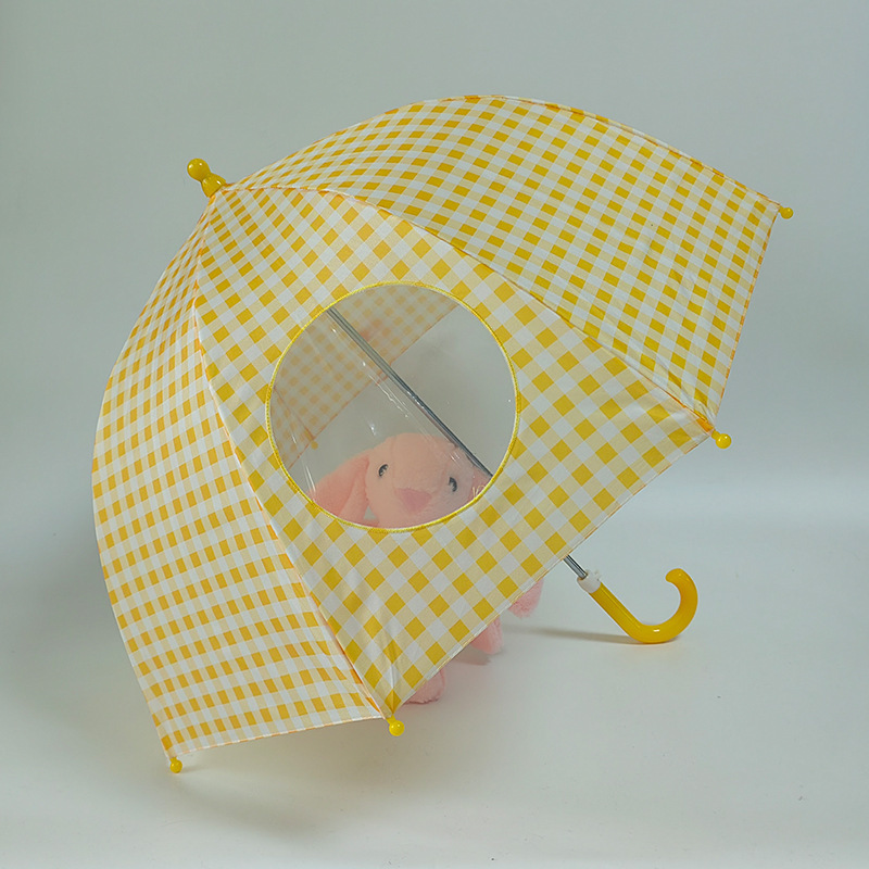 Korean Style Cute Children's Umbrella Classic Plaid Small Size Kids Outdoor Umbrella Straight Umbrella For Children