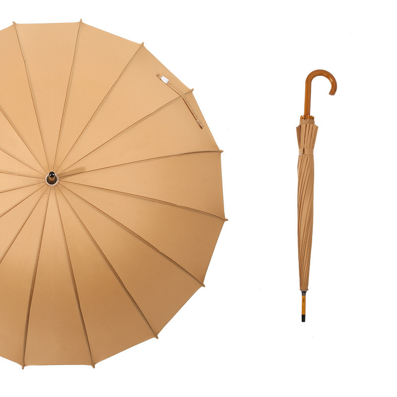 Classic Large Size Golf Umbrella Strong Windproof And Waterproof 16K Umbrella With Wooden Handle Custom Logo Available