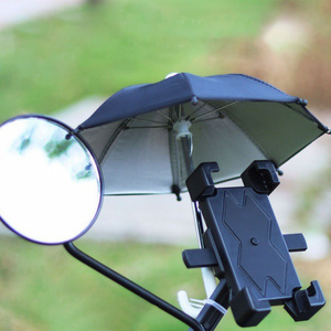 New Design Motorcycle Phone Umbrella Small Mini Sunshade Riding Bike Phone Umbrella For Delivery Men