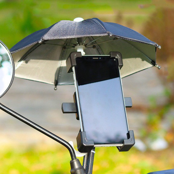 New Design Motorcycle Phone Umbrella Small Mini Sunshade Riding Bike Phone Umbrella For Delivery Men