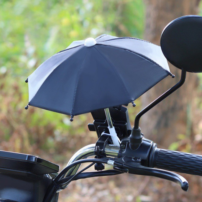 New Design Motorcycle Phone Umbrella Small Mini Sunshade Riding Bike Phone Umbrella For Delivery Men