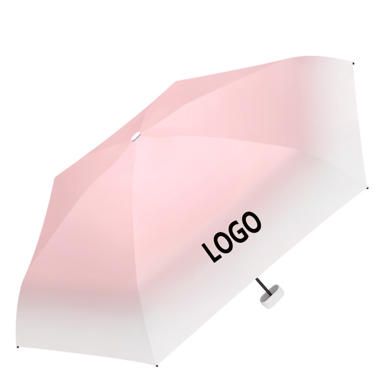 Custom Logo  Anti-UV UPF 50+ Umbrella Mini Size Portable 6 Folding Pocket Umbrella Fashion Gradient Color Umbrella For Women