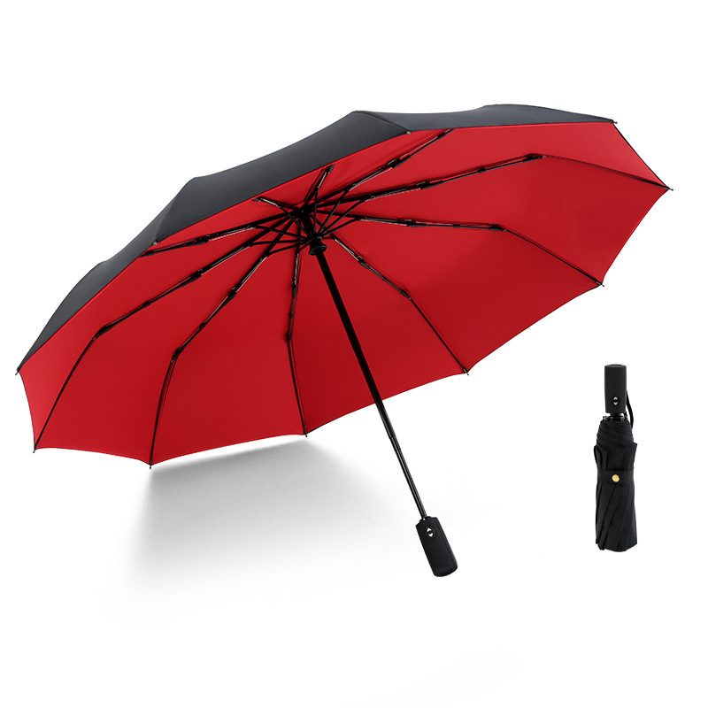 210T Pongee Double Layers Umbrella 3 Folding Fully Automatic Umbrella 10K Waterproof Windproof Umbrella