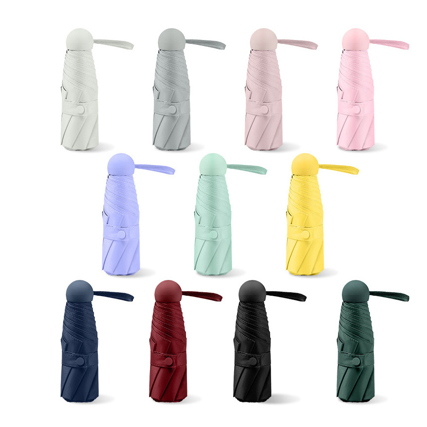 Mini Pocket 5 Folding Umbrella Portable Outdoor UV Proof Umbrella Lightweight Umbrella With Capsule Case