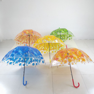 Promotional Maple Leaf Umbrella Waterproof Transparent Apollo Umbrella Straight Long Handle Mushroom Umbrella